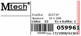 Balenie výrobku Výrobok je štandardne balený nasledovne: - balenie na úrovni kus o materiál: o označenie: štítok 1 - balenie na úrovni balík o materiál: o označenie: štítok 1 M-TECH partner s.r.o. Vodárenska 8/6006 Prešov 080 01 Termín dodania: x.