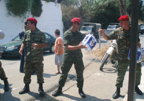 40 μηχανήματα μηχανικού (προωθητές, ισοπεδωτές, φορτωτές, ανατρεπόμενα κλπ), 10 Διμοιρίες αλυσοπριόνων (300 άτομα) με 100 αλυσοπρίονα, 5 στρατιωτικά φορτηγά οχήματα διατέθηκαν για την μεταφορά