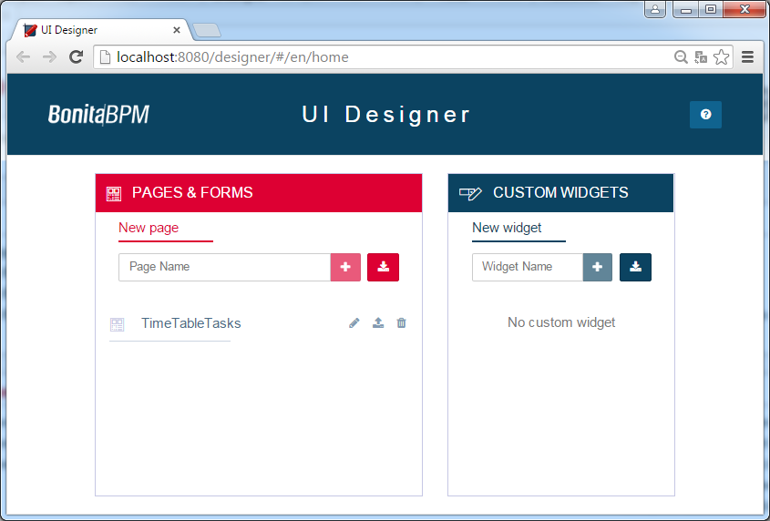 Δηθφλα 4.6 Ζ αξρηθή νζφλε ηνπ UI Designer δίλεη ηε δπλαηφηεηα δεκηνπξγίαο λέσλ ζειίδσλ θαη θνξκψλ Ζ επφκελε νζφλε αθνξά ην ρψξν ζηνλ νπνίν κπνξεί λα πξνζηεζεί πεξηερφκελν ζηε ζειίδα.