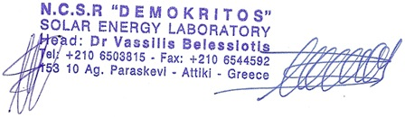 ΕΚΘΕΣΗ ΑΠΟΤΕΛΕΣΜΑΤΩΝ ΟΙΚΟΓΕΝΕΙΑΣ ΘΕΡΜΙΚΩΝ ΗΛΙΑΚΩΝ ΣΥΣΤΗΜΑΤΩΝ SOLAR THERMAL SYSTEM FAMILY REPORT ΣΗΜΕΙΩΣΕΙΣ: 1. Οι υπολογισμοί γίνονται σύμφωνα με το ANNEX D του Solar Keymark Specific Scheme Rules 2.