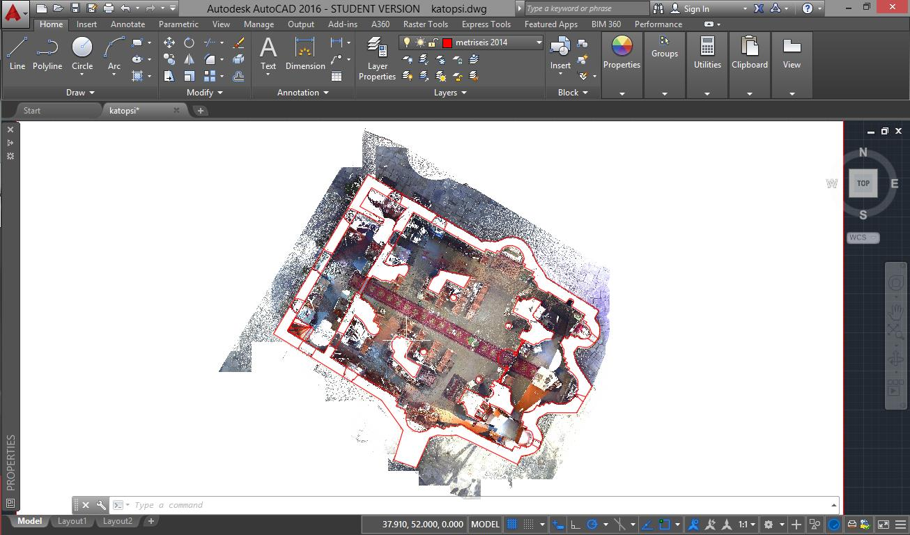 Εικόνα 30 Ψηφιοποίηση εικόνας(kάτοψης) στο Autocad 3.6 Δημιουργία Βίντεο στο λογισμικό PoinTools 1.