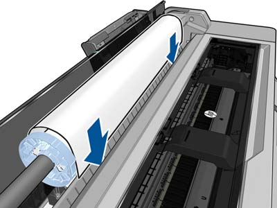2. Εάν ο εκτυπωτής σας είναι T520, ανοίξτε το κάλυμμα του ρολού. 3. Εισάγετε τον άξονα στον εκτυπωτή, κρατώντας τον από τα δύο άκρα.