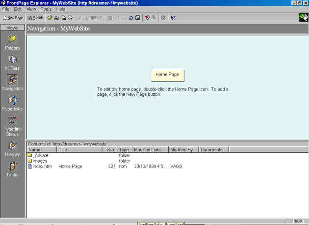 2. Ο FrontPage Editor Το τελευταίο πρόγραµµα του FrontPage είναι το FrontPage Editor, δηλαδή το πρόγραµµα επεξεργασίας στο οποίο θα σχεδιάζετε τις Ιστοσελίδες σας.