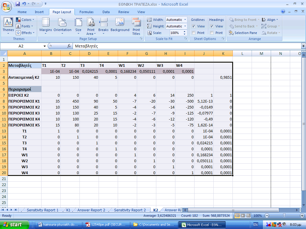 Final Shadow Constraint Allowable Allowable Cell Name Value Price R.H.
