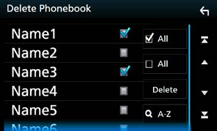 Έλεγχος Bluetooth Μεταφορά τηλεφωνικού καταλόγου 3 Αγγίξτε το [Delete Phonebookt] (Διαγραφή του τηλεφωνικού καταλόγου).