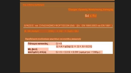 28 Εικόνα 2-3 Δράσεις και συνδυασμοί φορτίσεων χωρίς σεισμό Εικόνα 2-4 Δράσεις και