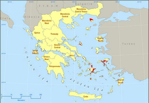 ΚΕΦΑΛΑΙΟ 5ο: ΑΝΑΛΥΣΗ ΤΗΣ ΥΦΙΣΤΑΜΕΝΗΣ ΚΑΤΑΣΤΑΣΗΣ Χάρτης 29: Υποψήφιος ζώνες εγκατάστασης υπεράκτιων αιολικών πάρκων Πηγή: Vagiona & Karanikolas (2012:240) Τα κριτήρια που αφορούν το βάθος εγκατάστασης