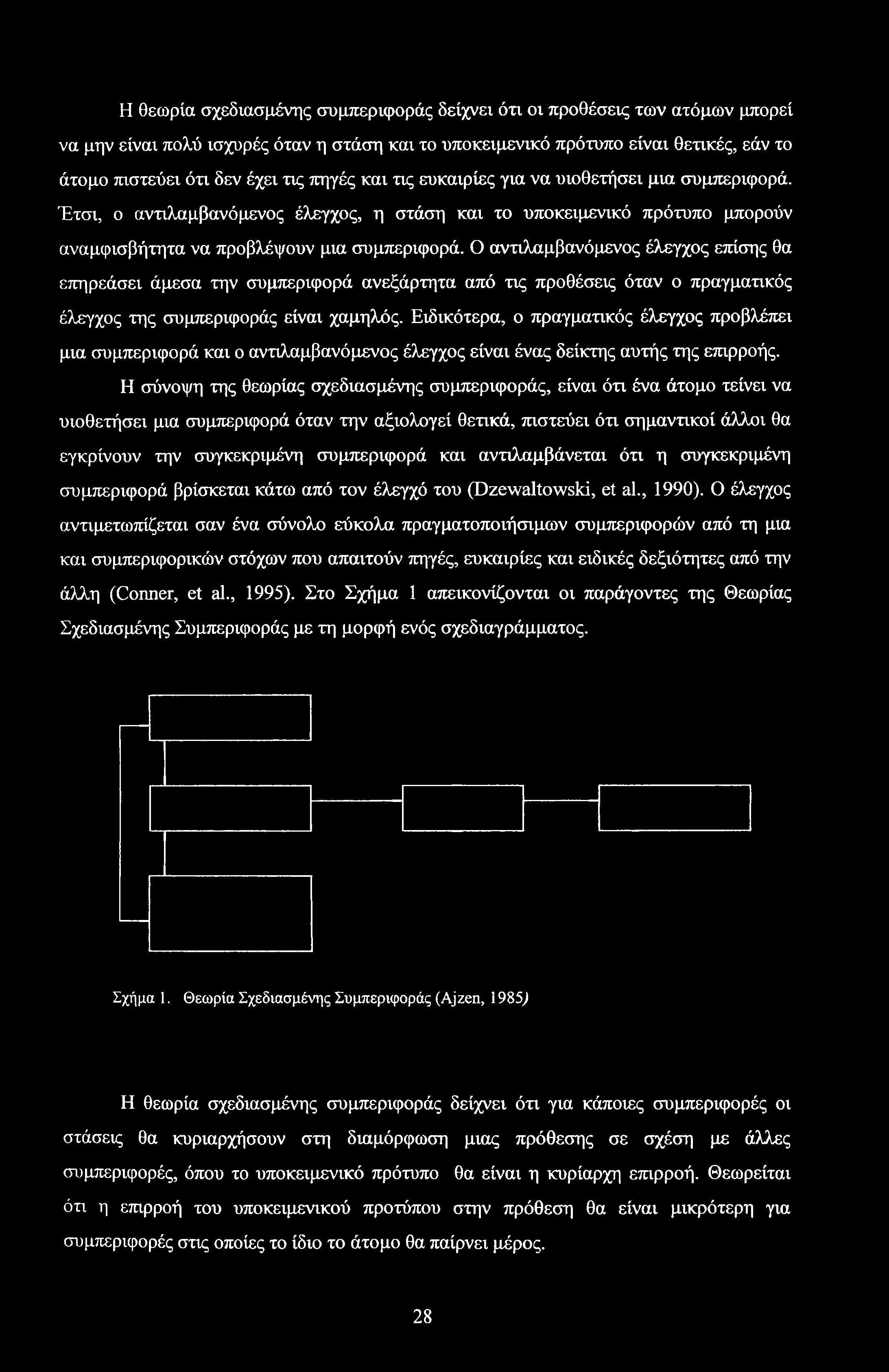 Η θεωρία σχεδιασμένης συμπεριφοράς δείχνει ότι οι προθέσεις των ατόμων μπορεί να μην είναι πολύ ισχυρές όταν η στάση και το υποκειμενικό πρότυπο είναι θετικές, εάν το άτομο πιστεύει ότι δεν έχει τις