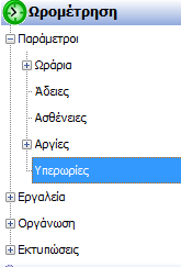 2.5 Υπερωρίες Παρέχεται η δυνατότητα να ορίσουμε εμείς την παραμετροποίηση των υπερωριών.