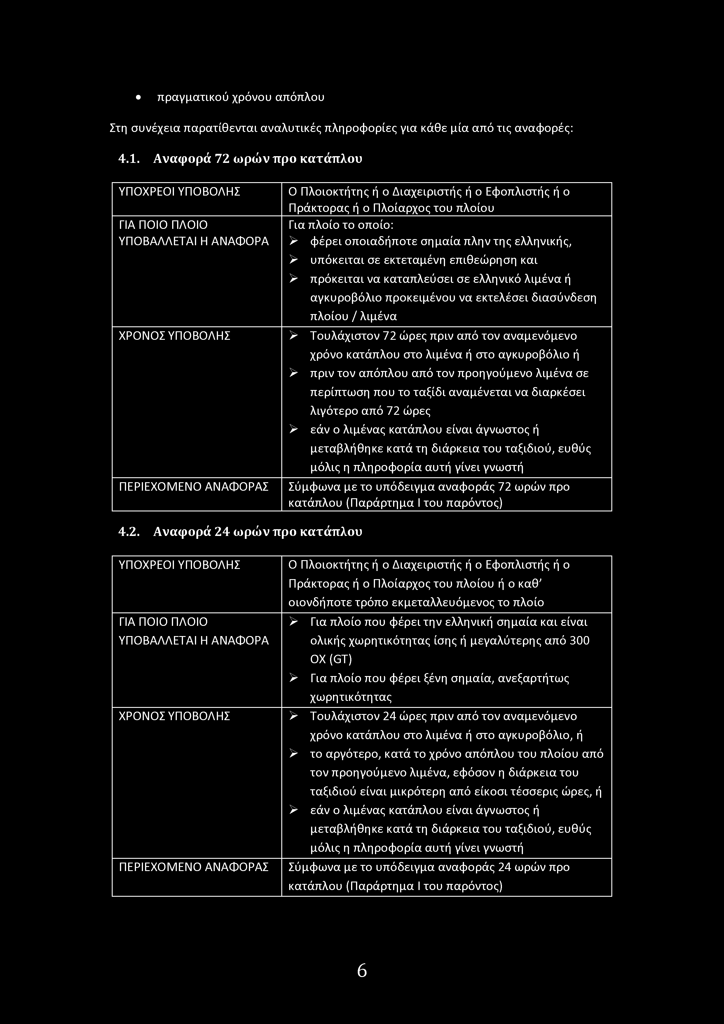 πραγματικύ χρόνυ απόπλυ Στη συνέχεια παρατίθενται αναλυτικές πληρφρίες για κάθε μία από τις αναφρές: 4.1.