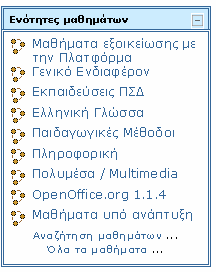 Αυτό το block μπορεί να προστεθεί και στην αρχική σελίδα του Moodle, αλλά και σε κάθε μάθημα που δημιουργείται στην Πλατφόρμα.