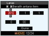 Mengkonfigurasi Tetapan Asas Kali Pertama Anda Menghidupkan Kamera Kali pertama anda memuatkan bateri ke dalam kamera, skrin akan muncul untuk mengkonfigurasi tetapan bahasa paparan, tarikh dan masa.
