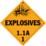 T1: Eksplozivi 1.1 Eksplozivi z nevarnostjo obsežne eksplozije 1.5 Izredno neobčutljive snovi z nevarnostjo obsežne eksplozije 1.2 Eksplozivi z fragmenti 1.