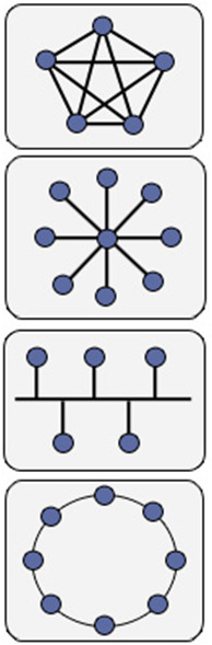 Φυσικές δομές Τύπος σύνδεσης Σύνδεση σημείο προς σημείο Σύνδεση πολλών σημείων (η χωρητικότητα του καναλιού επικοινωνίας μοιράζεται είτε ποσοτικά είτε