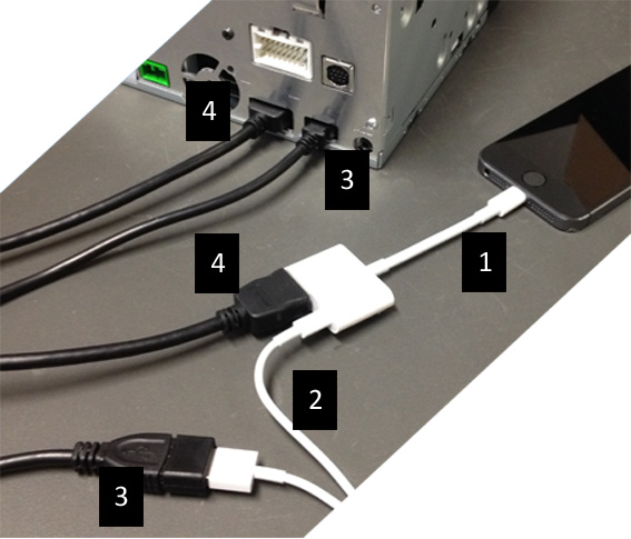 2. Συσκευές Apple (iphone 5/5c/5s) Σημειώσεις: Ο προσαρμογέας Lightning Digital AV δεν πωλείται από την Clarion. Το καλώδιο HDMI CCA770 της Clarion (Τύπος Α προς Τύπο Α) πωλείται ξεχωριστά.