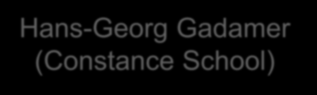 Hans-Georg Gadamer (Constance School) νόημα δεν είναι «απτό» ιστορική