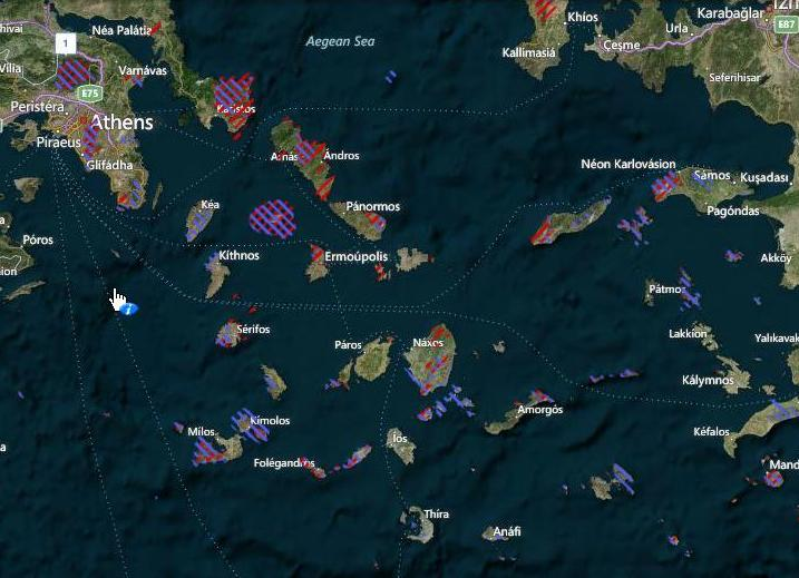 Στην συγκεκριμένη έρευνα στους σημαντικούς τύπους ενδιαιτήματος συμπεριλήφθηκαν οι προστατευόμενες περιοχές του δικτύου Νatura 2000 (Εικ.