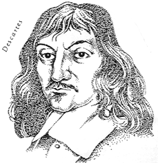 40 René Descartes (31.3. 596 11.2.1650) Francúzsky filozof, matematik a prírodovedec. Dostal výborné vzdelanie a dosiahol dobrú úroveň vedomostí z matematiky. Vyštudoval právo a medicínu v Poitiers.