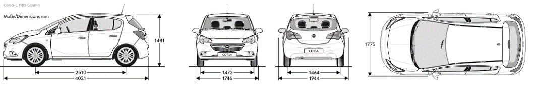 Τεχνικά Χαρακτηριστικά Opel Corsa 5 6 Όλες οι διαστάσεις σε mm Όλες οι διαστάσεις σε mm Διαστάσεις & Βάρη Διαστάσεις οχήµατος σε mm Μήκος Πλάτος συµπ.