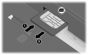 7. Πιέστε την κάρτα SIM (1) και μετά αφαιρέστε την από την υποδοχή (2). 8. Τοποθετήστε ξανά την μπαταρία. 9.