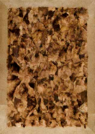 Toscana Fur Rug Bege-Brown wth cow skn leather Rvol