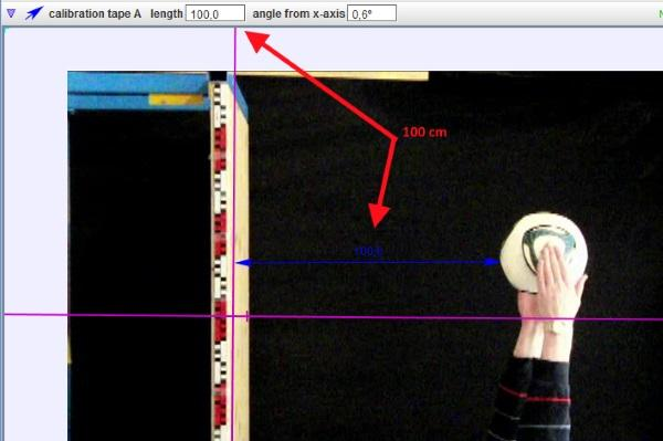 Εικόνα 21- Προσαρμογή της κλίμακας με χρήση του caliberation tape Δηλώνοντας την απόσταση σε 100cm, η μονάδα μήκους μας ορίζεται στα εκατοστά (cm).