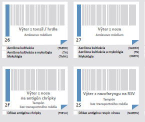 Výber požadovaných vyšetrení: Jednotlivé skúmavky s odobratým materiálom sa označia čiarovým kódom.
