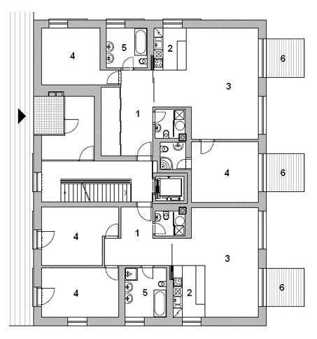 Obr. 7. Príklad vežového bytového domu Bratislava, Ružová dolina Obr. 7.3 Príklad bodového bytového domu v kontexte obytnej skupiny Na Krutci, Praha architekti Kuba Pilař 7.1.