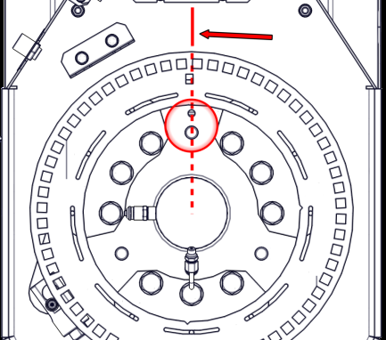 7. Αφαιρούνται οι τρεις κοχλίες όπου δε συγκρατούνται οι τομείς συγκράτησης του δίσκου encoder 8. Στη θέση των κοχλιών που αφαιρέθηκαν, τοποθετούνται κοχλίες χωρίς κεφάλι 9.