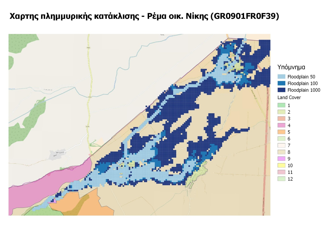 Εικόνα 5.21: Χάρτης πλημμυρικής κατάκλισης Ρέμα Οικ.