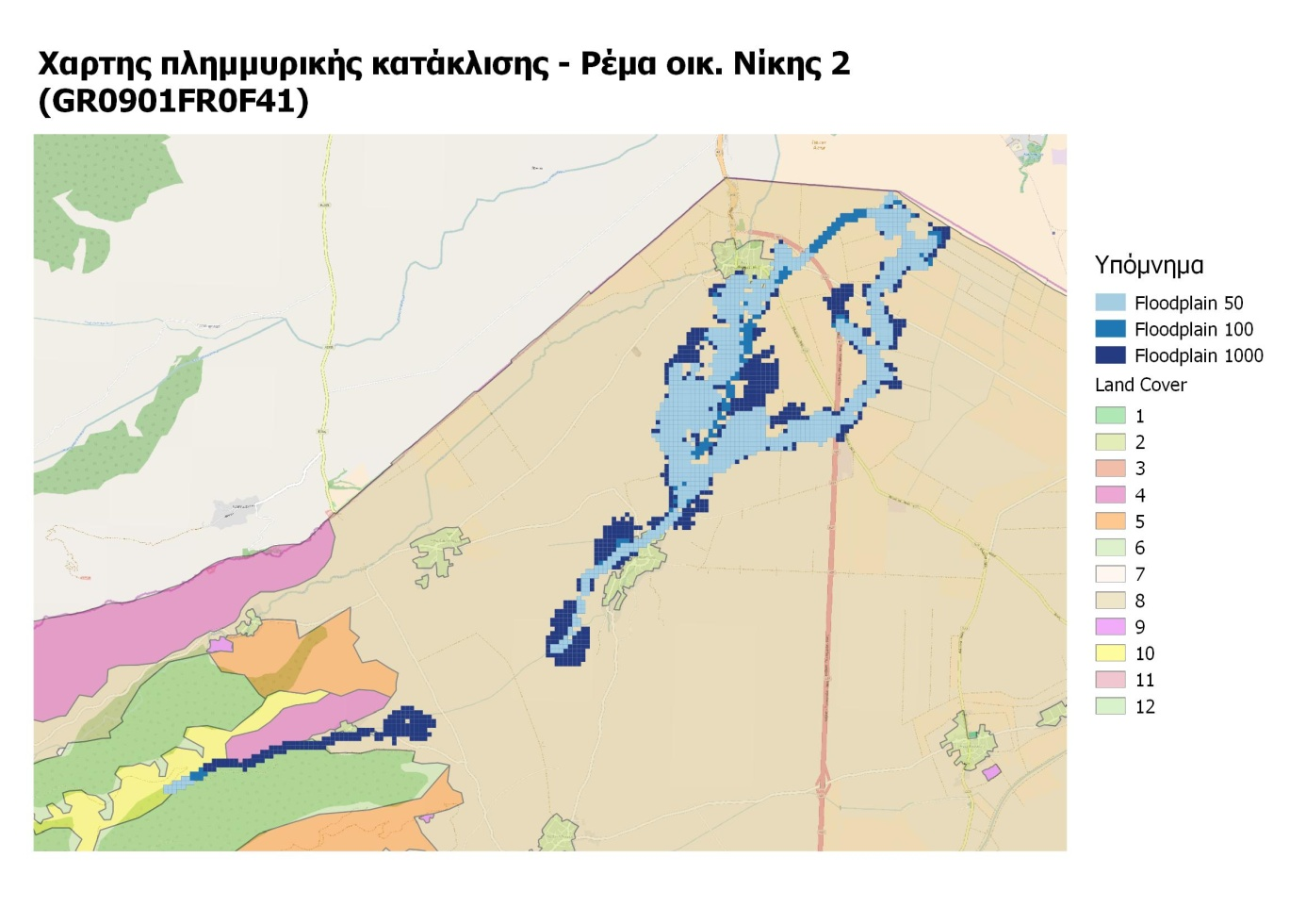 Εικόνα 5.22: Χάρτης πλημμυρικής κατάκλισης Ρέμα Οικ.