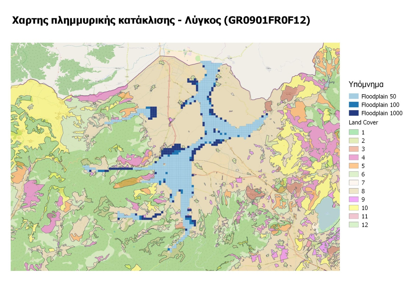 Εικόνα 5.23: Χάρτης πλημμυρικής κατάκλισης Ποταμός Λύγκος 5.