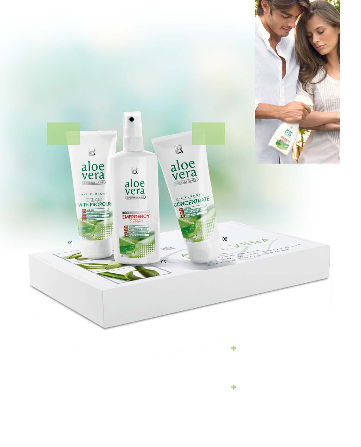 48 Špecialisti: Odborná SOS starostlivosť so silou Aloe Vera veľmi vysoký podiel Aloe Vera osvedčené receptúry 79 % Aloe Vera 90 % Aloe Vera SÉRIA 01 Aloe Vera Krém s propolisom Jemná emulzia.