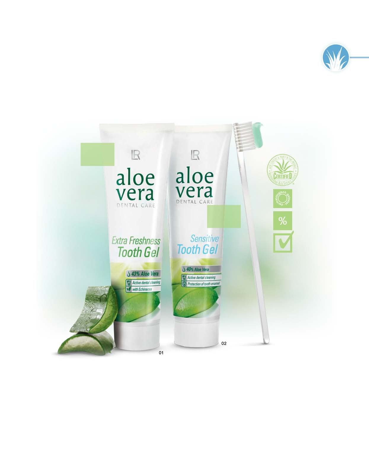 ALOE VERA STAROSTLIVOSŤ 53 Ochraňuje ďasná a zaistí svieži dych predchádza vzniku zubného plaku upokojuje ďasná a zuby šetrná voči zubnej sklovine 43 % Aloe Vera vynikajúca kvalita a certifikované