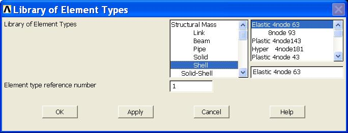 Βήμα 2: Ορισμός στοιχείων Α) Ορισμός των στοιχείων SHELL 63: Από το αριστερό μενού Preprocessor- >Element Type επιλέγουμε Add/Edit/Delete.