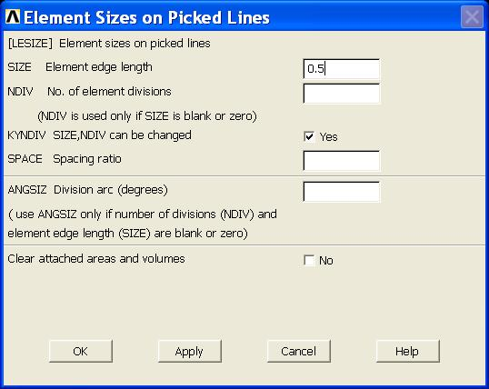 Στη καρτέλα και πατάμε Pick All και στη νέα καρτέλα συμπληρώνουμε στο πεδίο SIZE Element edge length το μήκος των πλευρών των στοιχείων (0.5).