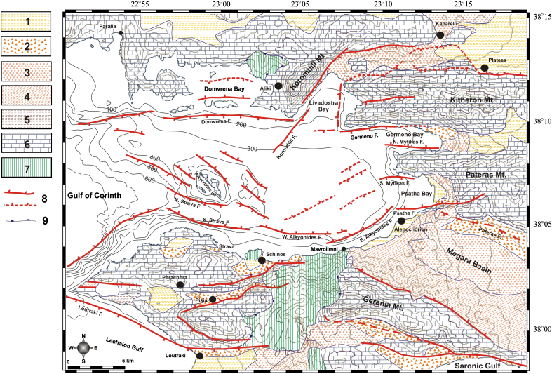 Κεφάλαιο 3 ο Γεωλογικά χαρακτηριστικά στην περιοχή του Κορινθιακού κόλπου με γωνίες 25-30 (Sakellariou et al., 2007).