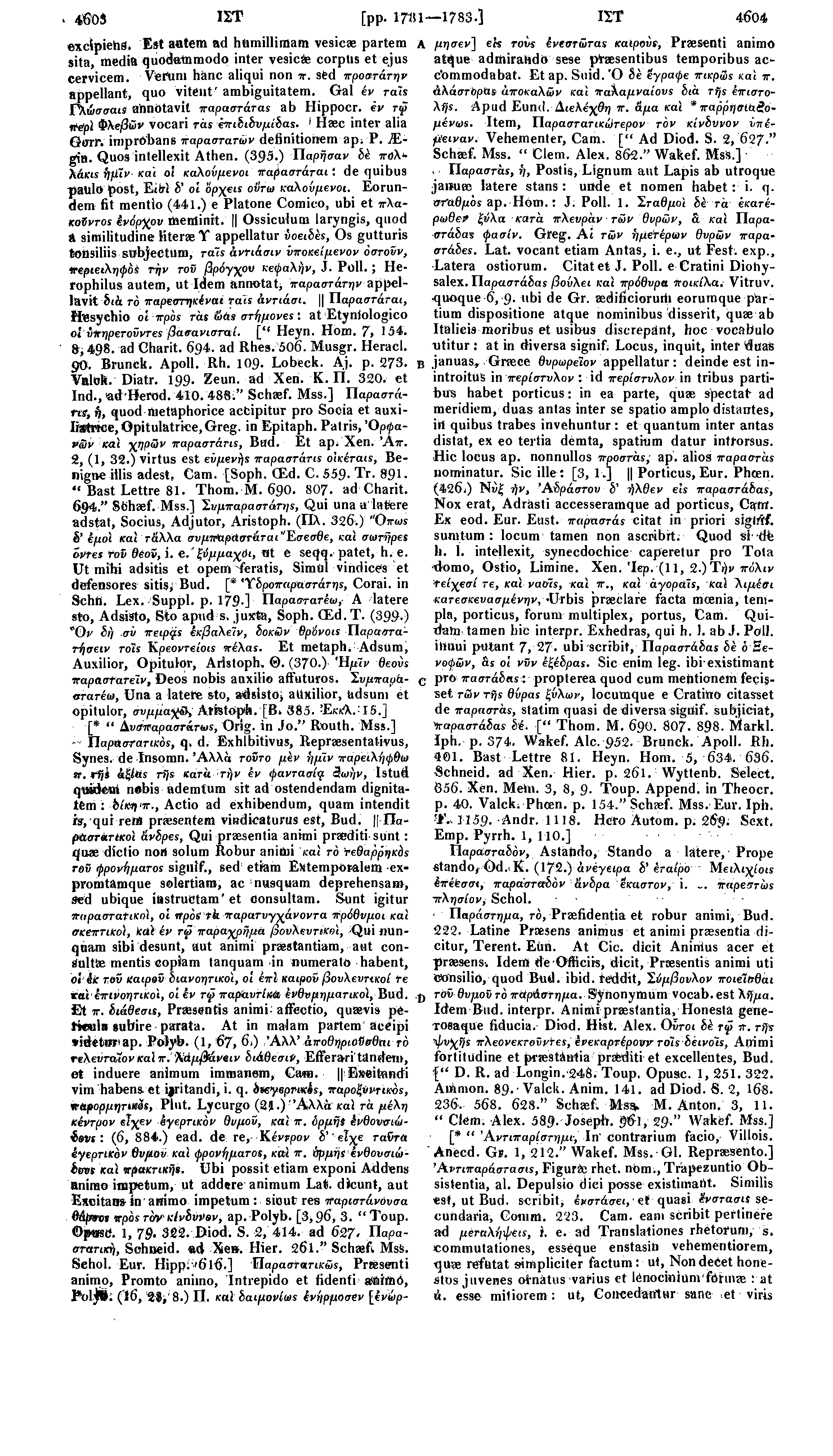 δΐταε καί πρακτική». Ubi possit etiam exponi Addens anirao impetum, ut addere animum Lat. dicunt, aut Excitans in animo impetum: sicut res παριστάνόυσα θάρβ-os πρόε τόν κίνδυνον, ap. Polyb. [3>96, 3.