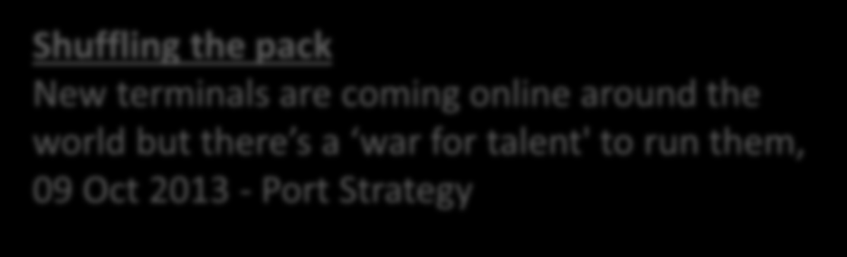 Τι μας απασχολεί; The risky port expansion mindset 11 Sep 2015 - Port Strategy Pick and mix Investors are torn between the high risk and high returns offered by ports.