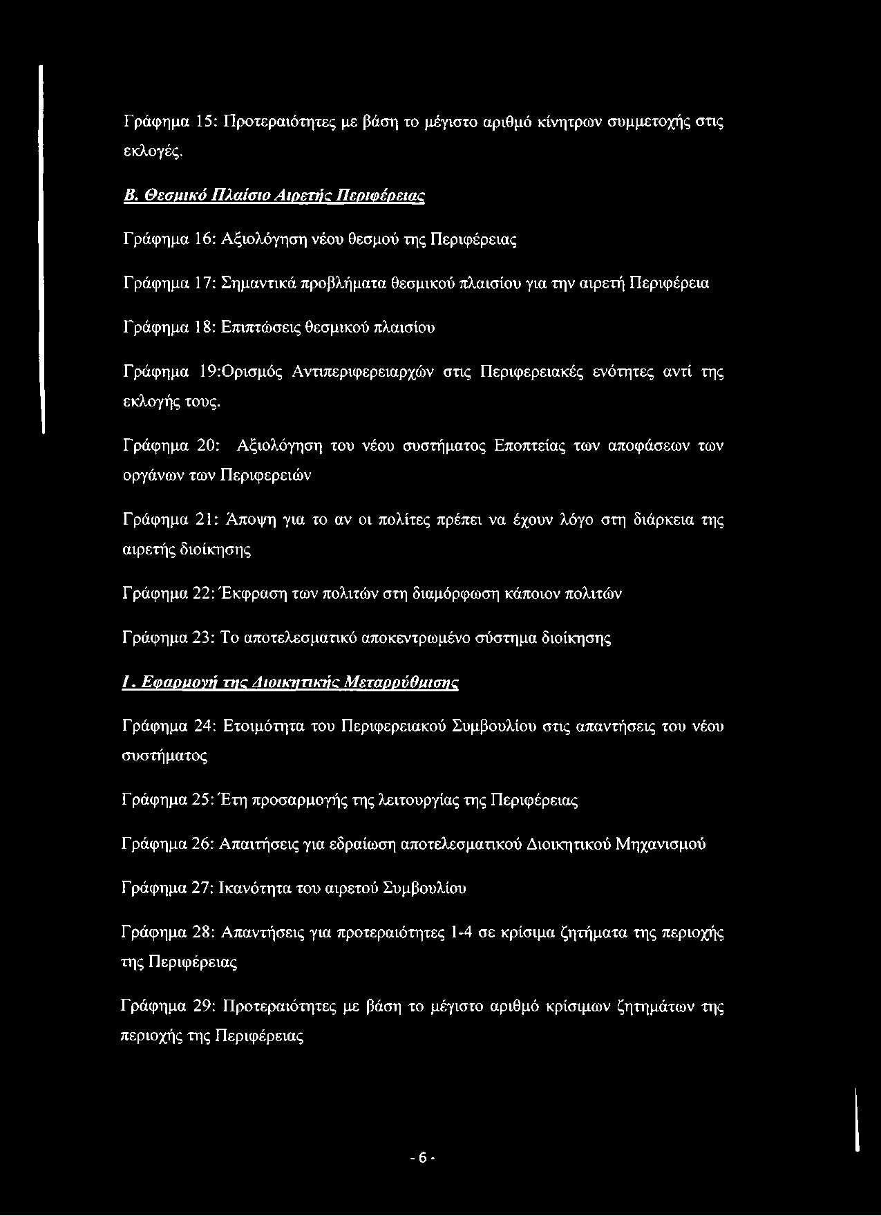 Γράφημα 15: Προτεραιότητες με βάση το μέγιστο αριθμό κίνητρων συμμετοχής στις εκλογές. Β.