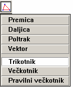 Slika 34: Ukaz za načrtovanje daljice Z ukazom konstruiramo daljico, definirano z dvema krajiščema.