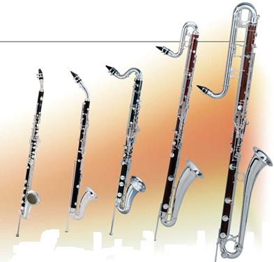 Basset horn in FΑ (ΦΑ) Alto clarinet in MΙ (ΜΙ ύφεση) Bass clarinet in SΙ (ΣΙ ύφεση) Contralto clarinet in MΙ (ΜΙ ύφεση) Contrabasse clarinet in SΙ (ΣΙ ύφεση) Όργανο που υπερ αγαπήθηκε από συνθέτες