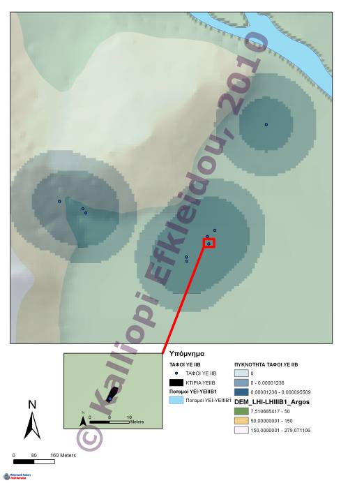 Άργος ΥΕ ΙΙ περίοδος (1500-1400π.Χ.) ειράς Κατασκευή τάφων Σε δύο περιοχές: 1. Στην ίδια περιοχή µε ταοικιστικά κατάλοιπα 2.