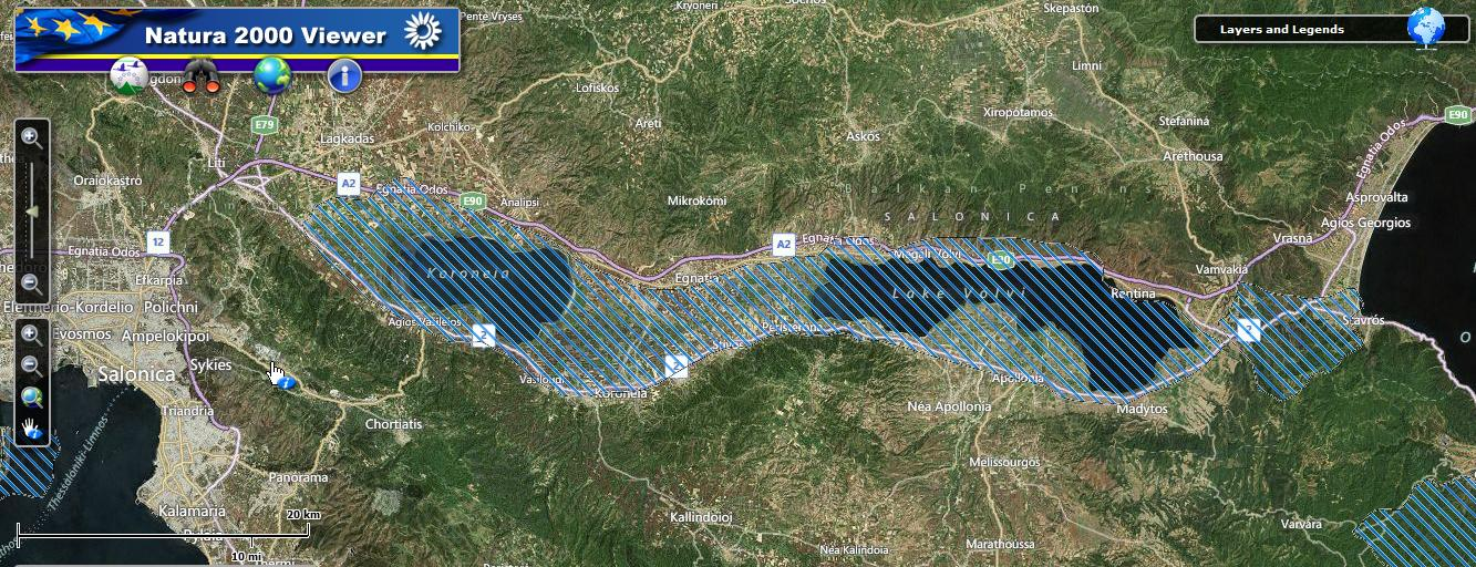 Εικόνα 8: Προστατευόμενες περιοχές σύμφωνα με το δίκτυο Natura 2000 στον προσχωματικό υδροφορέα της Μυγδονίας λεκάνης (Πηγή: http://www.geodata.gov.gr) Εικόνα 9.