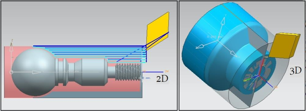 Na výber je viacero možností simulácie, od zobrazenia pohybu nástroja v definovanej rovine cez 2D Dynamic, kde sa nástroj pohybuje vo zvolenej rovine a odoberá materiál, až po 3D Dynamic (obr. 9.8).