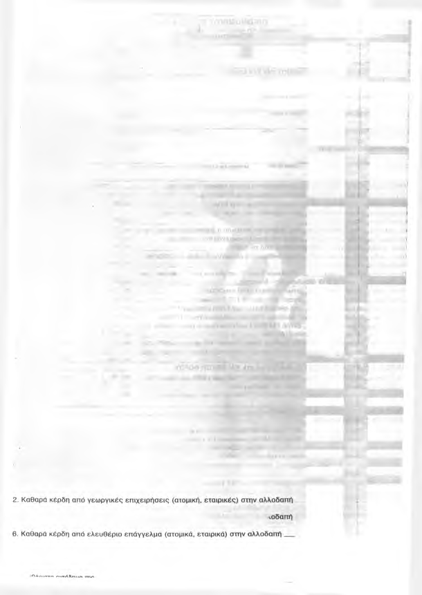 ;ίον: α) Ενοίκια που καταβλήθηκαν για μίσθωση γεωργικής γής 335 336, ι Αξία καινούργιου πάγιου εξοπλισμού 326, X 25% ή 50% 337 > 338, I Για κατά κύριο επάγγελμα αγρότες 1.500 ή 3.