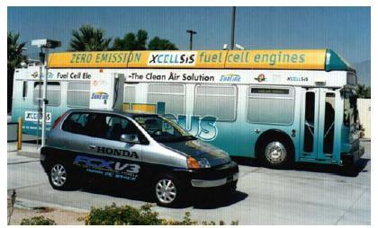 σε άλλες περιοχές του πλανήτη. Όλα αυτά τα λεωφορεία χρησιμοποιούν καθαρό υδρογόνο αποθηκευμένο σε μορφή αερίου υψηλής πίεσης.