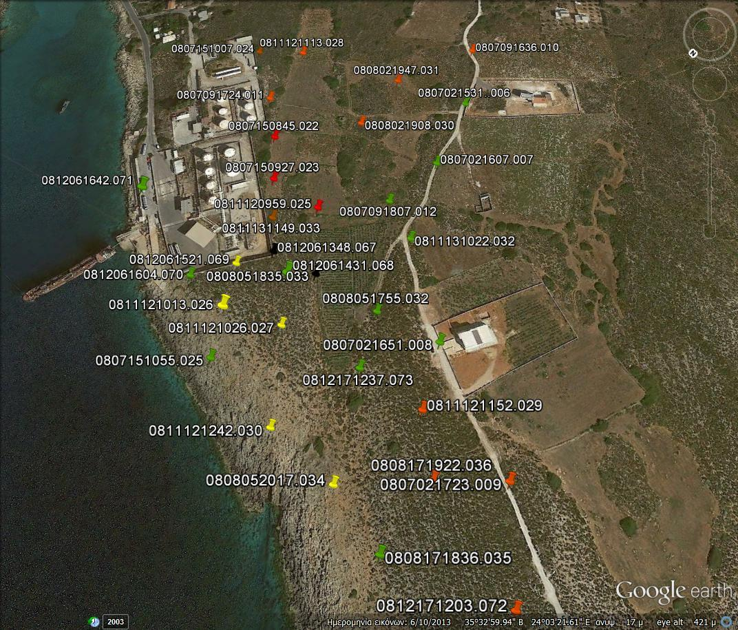 0,300-0,399 Κόκκινο 0,700-0,799 Μαύρο 0,800-0,899 Πράσινο 0,900-0,999 Πορτοκαλί 1,000-1,100 Καφέ Εικόνα 5 Χρωματικός χάρτης ιδιοσυχνότητας Στη δεύτερη απεικόνιση η