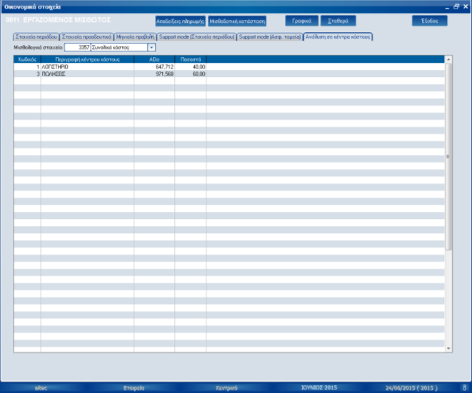 Atlantis Entry ERP Payroll III 28 Σελίδα 5: Ανάλυση ασφαλιστικών ταμείων Κωδικός Εδώ εμφανίζεται ο κωδικός του ασφαλιστικού ταμείου.