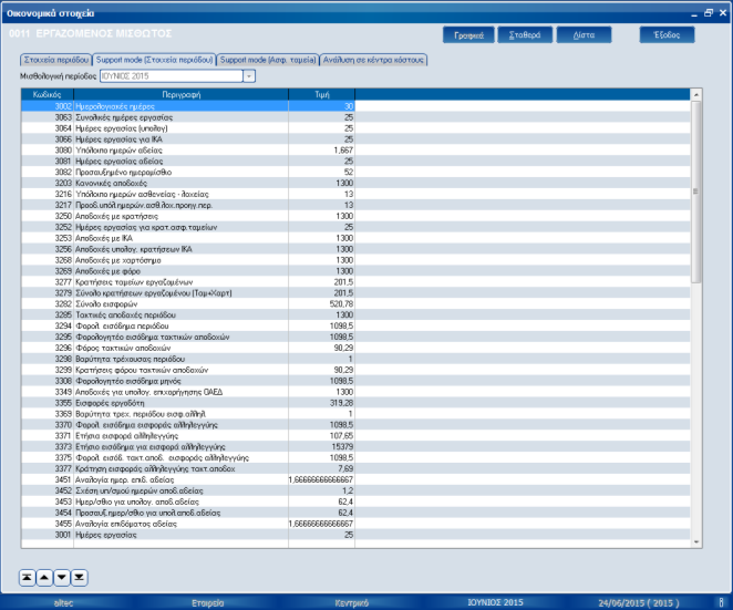 Atlantis Entry ERP Payroll III 33 Μισθολογική περίοδος Στο πεδίο αυτό εμφανίζεται η επιλεγμένη μισθολογική περίοδος.